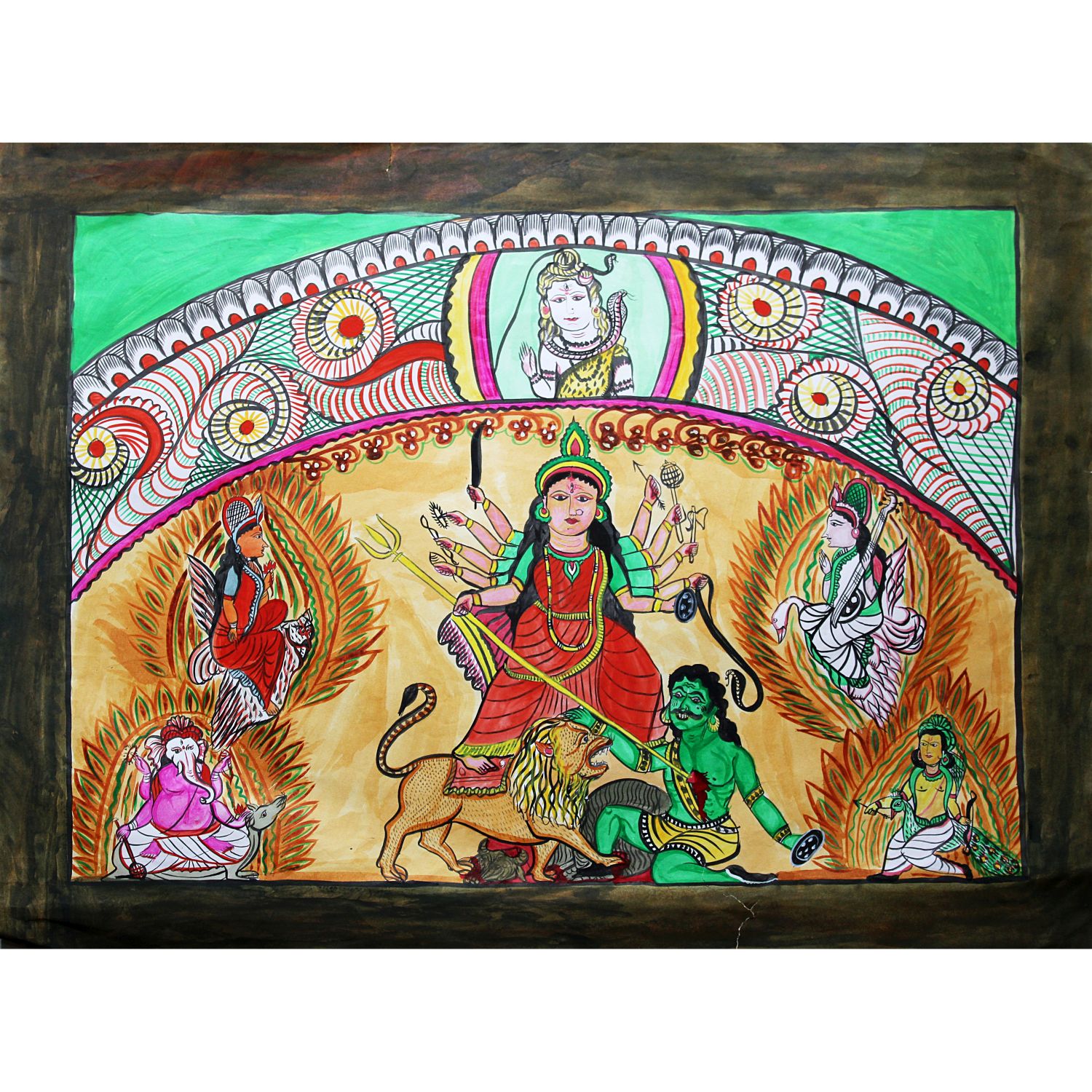 Mahishasura Assam Folk Painting Mati Art